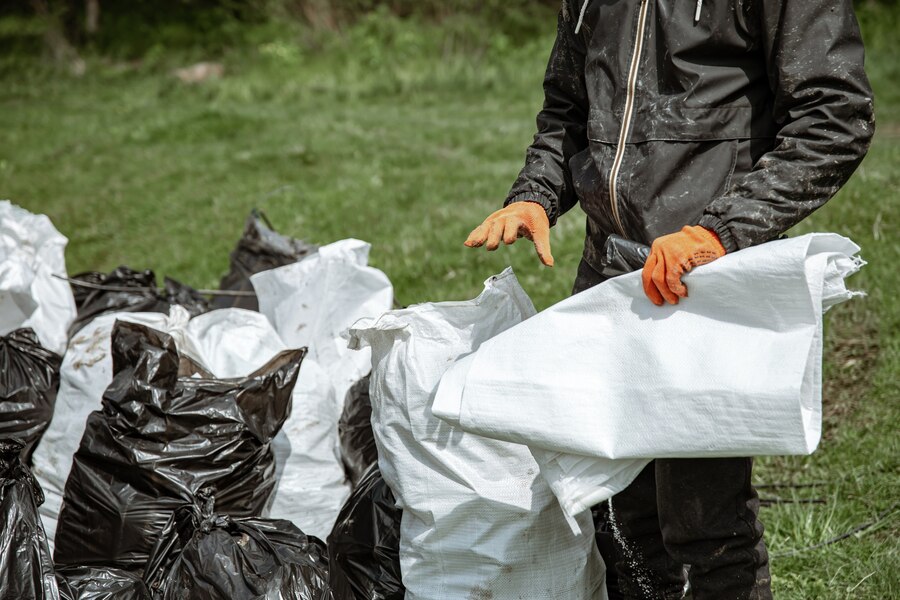close up trash bags